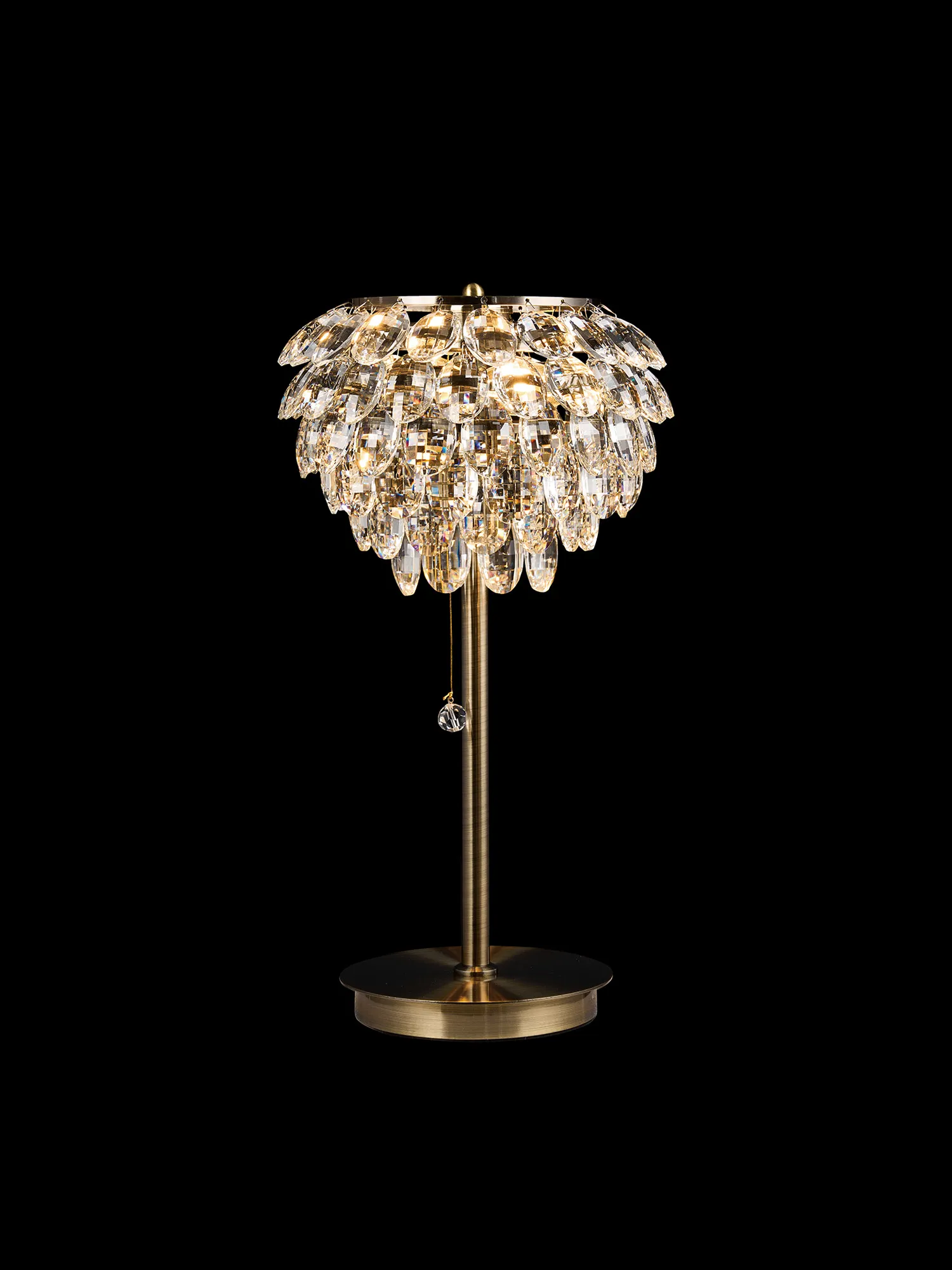 IL32836AB  Coniston Crystal Table Lamp 2 Light Antique Brass